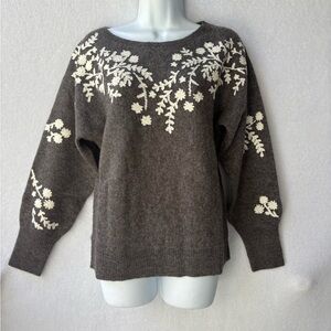 Sundance Charcoal and Cream Floral Sweater